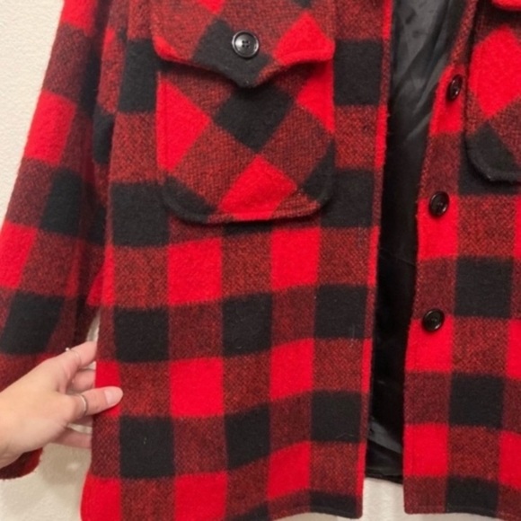 Vintage Wool Plaid Black & Red Coat - Picture 16 of 16